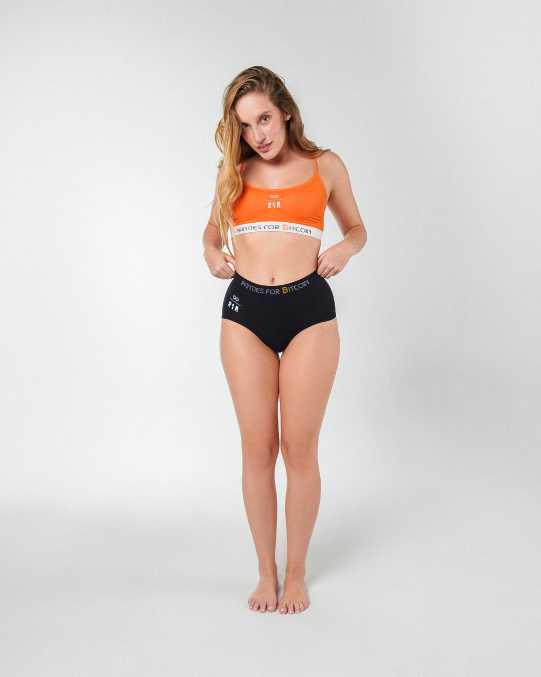 Infinity Culotte front view of model also wearing orange Infinity Bra